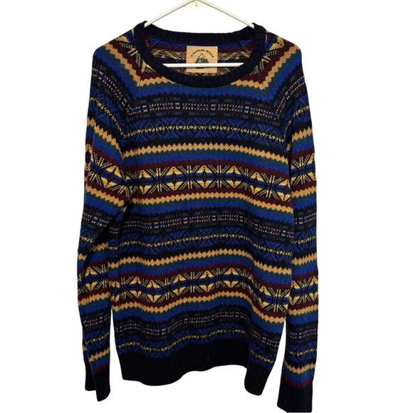 Vintage O’Hanlon Mills Nordic Stripe Lambswool Ski Sweater Size M - Picture 1 of 4
